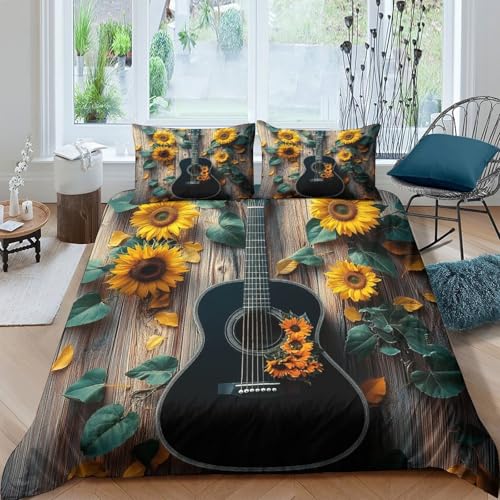 Housse de couette guitare 3D ultra douce avec fermeture éclair