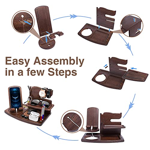 Gifts For Dad Fathers Day Rotating Wood Docking Station Gifts For Men Bedside Organiser For Mens Birthday Gifts For Men Watch Wallet Stand Grandad Dad Gifts Boyfriend Anniversary Presents For Women #TOP2