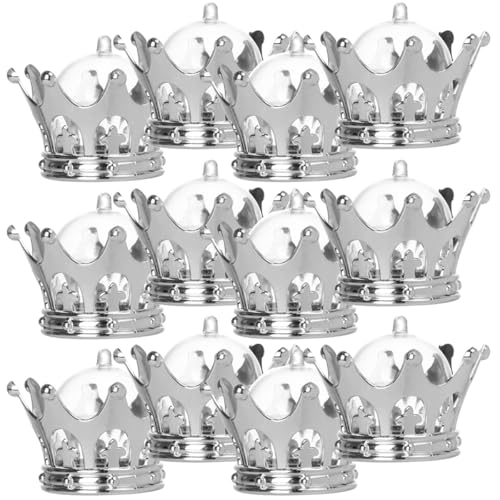 Ipetboom Cajas de Golosinas de Fiesta de Princesa 12 Piezas de Plástico Plateado con Forma de Tiara Hueca para Bodas Cumpleaños y Showers, Contenedores Decorativos para Regalos y Banquetes