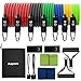 AAPOZZ Resistance Bands Set with Handle - 17Pcs Including 7 Exercise Stackable Bands,2 Door Anchors,2 Comfortable Handles, 2 Ankle Straps, 2 Cooling Towels,Guide and Carry Bag for Resistance Training