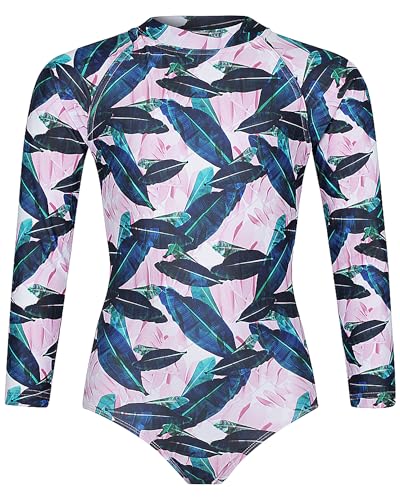 Image of One Piece Girls Swimsuit Long Sleeve UPF 50+ Rash Guard with UV Protection