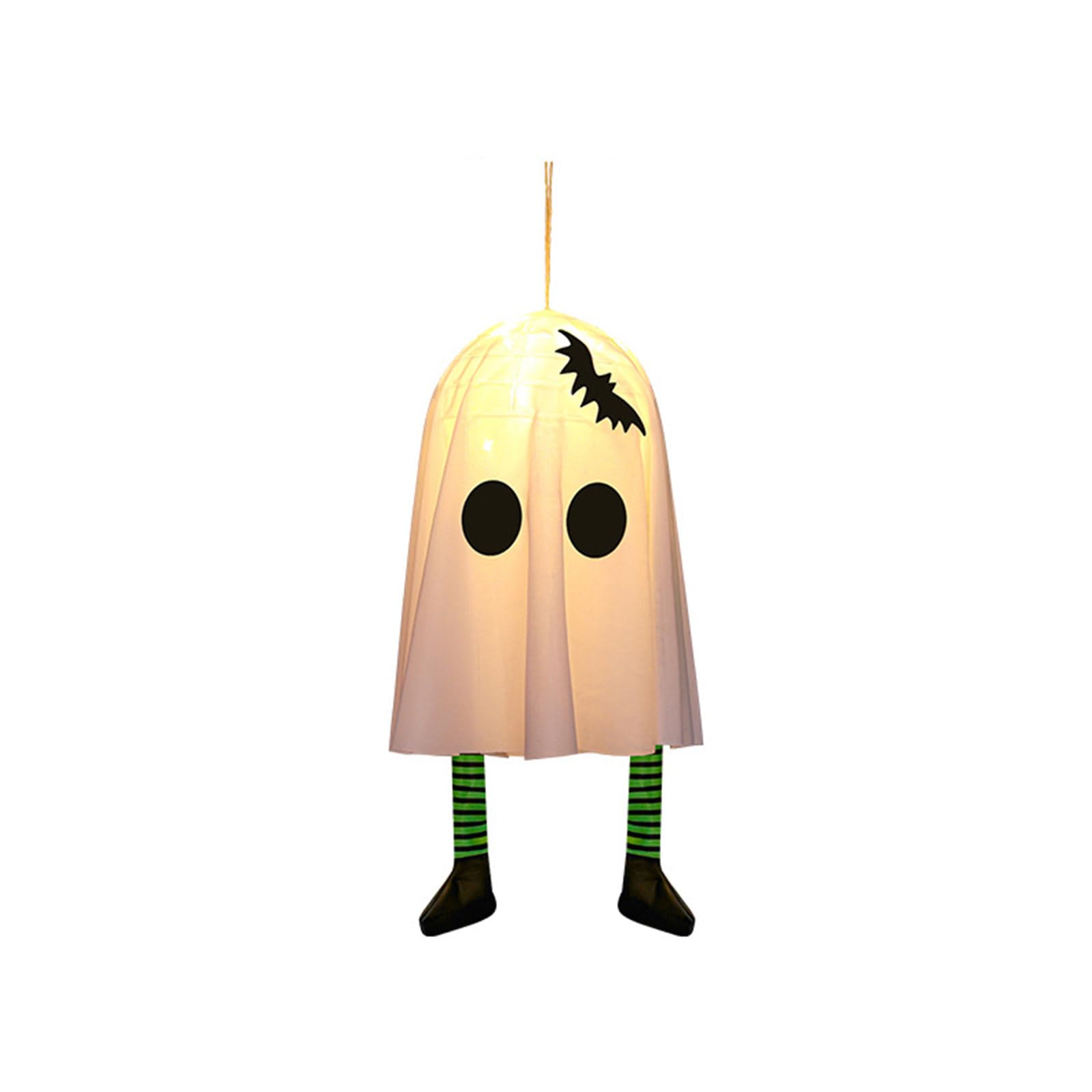Kalttoy Green Scary Specter Hanging Ornament With Bat Striped Stockings Fabric And Materials Decoration For Yard Patios Hanging Manifestation Ornamentation