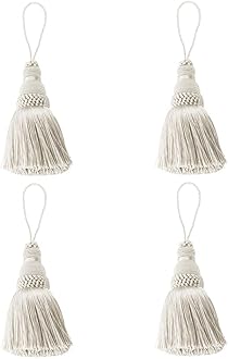 Fenghuangwu Colorful Tassel Key Tassel DIY Accessories for Curtain and Home Decoration-beige-4PCS