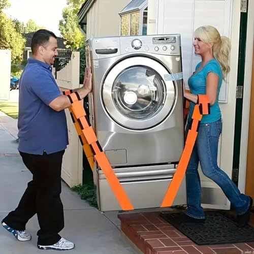 Image of 2-Person Lifting and Moving Straps Lift Move and Carry Furniture Appliances Mattresses Lifting & Moving Straps with Free Mover's Rubber Band
