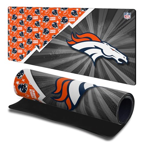 Tapis de souris pour jeux et bureau Denver Broncos grand format 600x300mm
