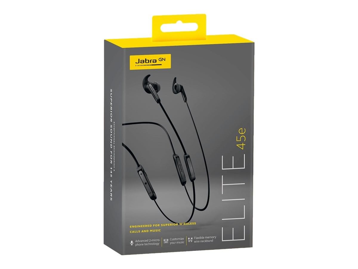 Jabra Elite 45e, Auriculares Bluetooth con Protección Impermeable para Llamadas Inalámbricas y Música, Negro Titanio