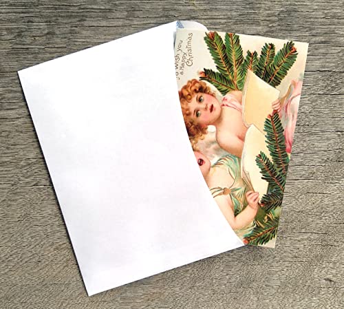 Image of PIXILUV CHRISTMAS ANGELS (Pack of 12) Notecards Small Greeting Cards # Holy Angels Christmas Greetings and Cheer ~ Vintage Christmas Postcards Reprint