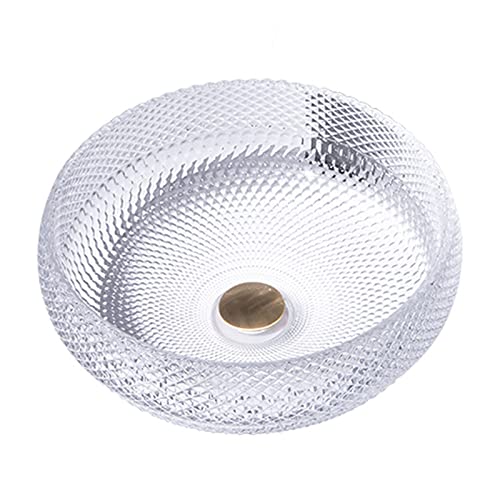 JMXD Lavabo sobre Encimera Cristal Lavamanos de Baño Vidrio Redondo Transparente Lavabo Sanitario Cuarto de Baño con Válvula Desagüe Cover