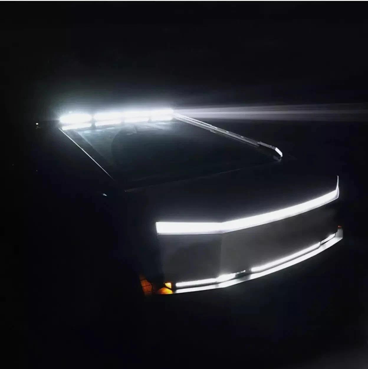 ABS Roof Top LED Light Bar Roof Top Light Spoiler 4 LED Lamp Accessories fit for Tesla Cybertruck 2024 2025 Lamp Model LED DRL Spoiler Running Lamp, Car Accessories (Gloss Black)