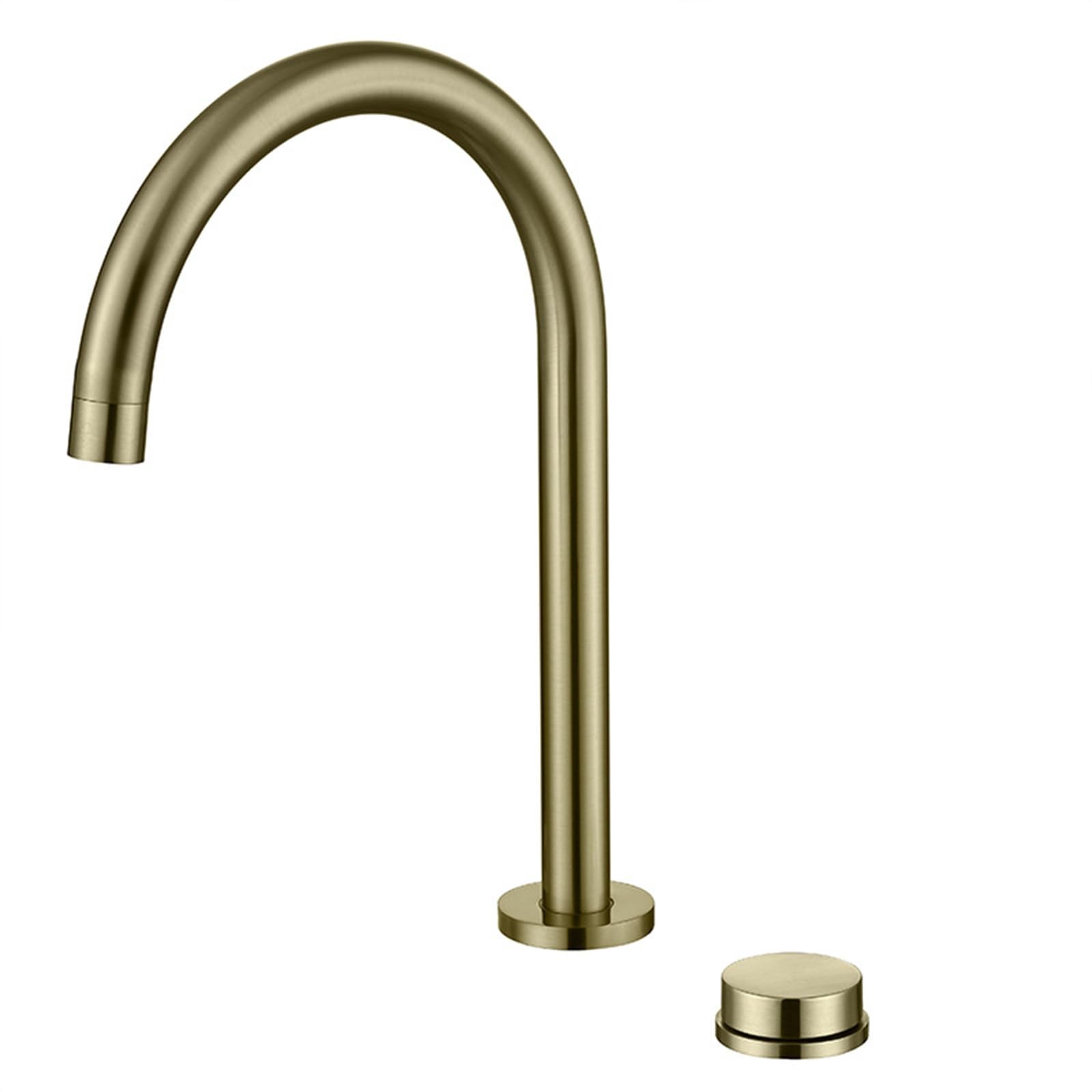 FQWNCIEG Basin Taps 2 Hole Brushed Gold Gooseneck Single Lever Handle Bathroom Sink Taps 360° Rotation