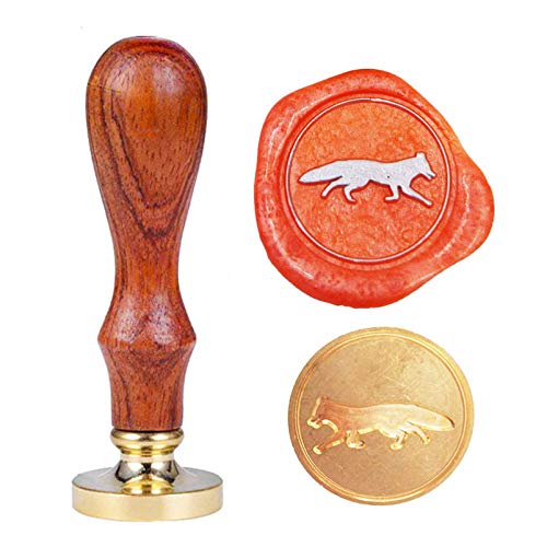 Running Fox Animal Wax Seal Stamp,YGHM Natural Rosewood Handle Sealing Wax Stamp Kit Gift Package Wedding Invitations