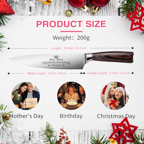 Plys Kitchen Gifts for Mom: Gifts for People who Love to Cook Birthday Gift for Mom 8 inch Kitchen Chef Knife Christmas Gift - Image 6