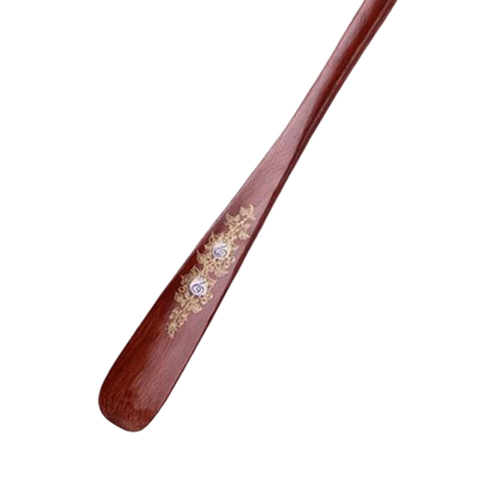 Calzador de Madera con Mango Largo de 70 Cm para Quitar Zapatos, Rojo