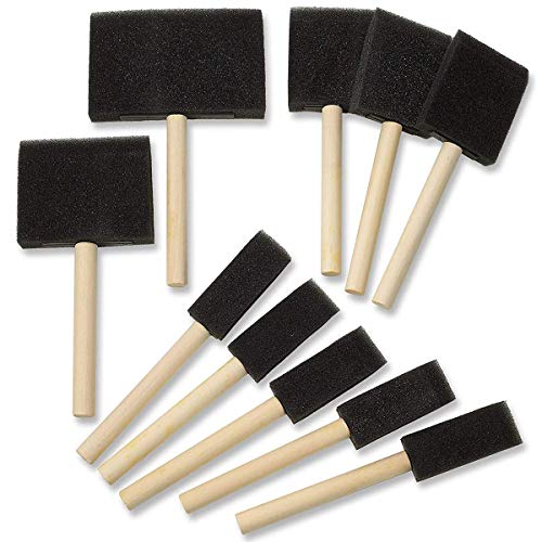 Katzco 10 Pack - Poly Foam Brushes With Wooden Handles - For Any Professional Paint Job, Oil Stain, Watercolor, Art And Craft Project; Use For Professional And Amateur Projects #TOP2