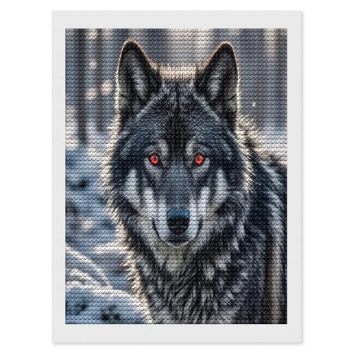 Kits de arte de diamante de lobo para adultos: pintura relajante de taladro completo