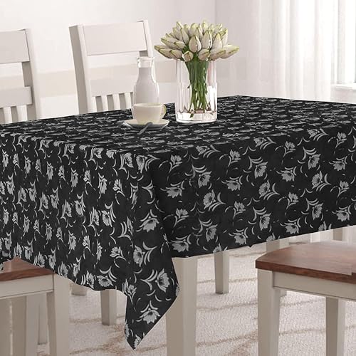 Image of PVC 4-6 Seater Square Center Dining Table Cover | Waterproof, Self Design (54 inch x 54 inch, Black, Grey, White)