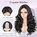quickwig Body Wave Wig Black Long Layered Wigs for Women Loose Wavy Wig 20 Inch Middle Part Yaki Synthetic Wig Glueless Lace Part Hair Wigs for Daily Party Use