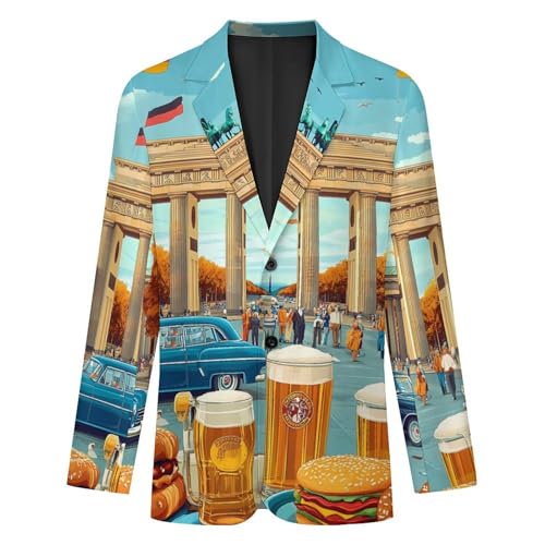 German Flag Food Beers Men's Slim Suit Long-Sleeve Prom Tuxedo Classic Two Button Business Jacket4