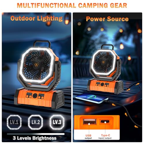 Camping-Fan-Rechargeable-20000mAh-Large-Battery-Powered-Fan-4-Speed-Rechargeable-Fan-Portable-with-Remote-Battery-Operated-Fan-with-LED-Light-and-Hanging-Hook-Cordless-Fan-for-Tent-Picnic-Outdoor