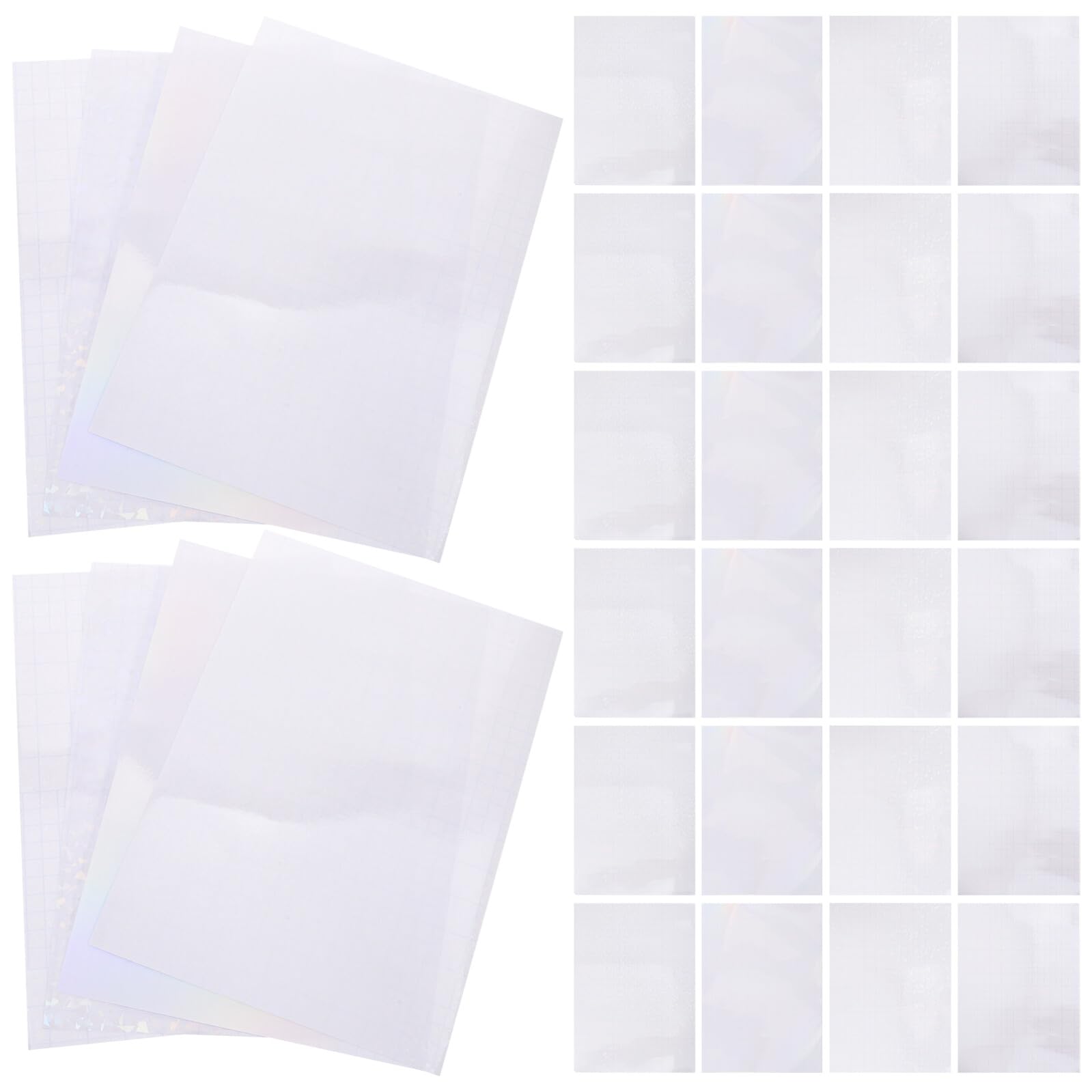 DOITOOL 40 Feuilles Film Adhésif Holographique Auto-adhésif Transparent Laminé Iridescent Résistant à Eau pour Décoration DIY Emballage Électronique et Accessoires