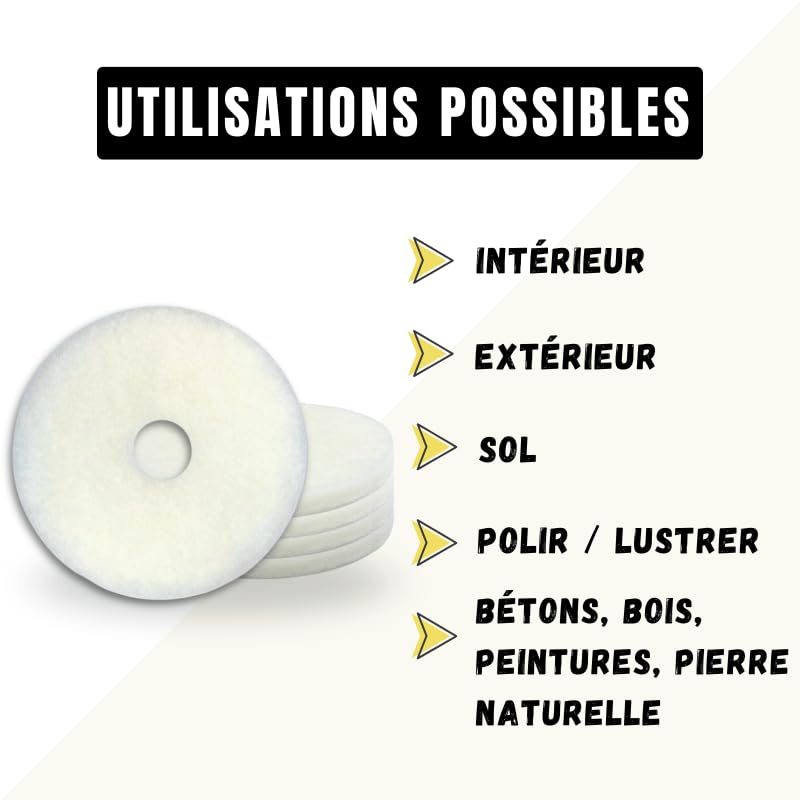 Pad blanc pour monobrosse Ø 406-1 boîte de 5 - Harmony Béton