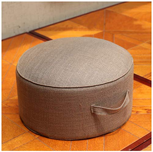 瞑想用クッション 座蒲 ヨガ座布団ヒーリング フロアクッション 座卓用 大きい 丸型 シンプル 座布団 正座 あぐら 取り外しカバー 踏み台 ホーム 茶道 直径40cm高22cm (カーキ)