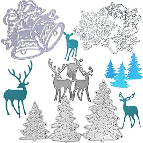 Metal Christmas Cutting Dies Christmas Trees Deer Snow House Cutting Dies DIY Scrapbooking Album Card Embossing Templates Stencil Christmas Card Cutting Dies for Card Making Crafts Cover