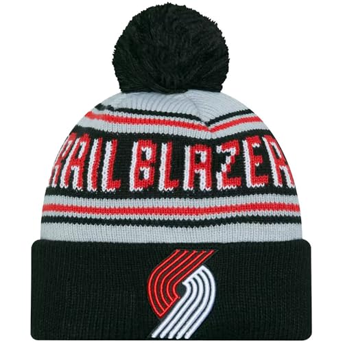 New Era Portland Trail Blazers Black Cheer Cuff Knit Pom Beanie Hat