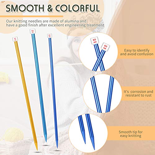 Syhood SYHOOD-266103 6 Pieces/ 3 Pairs Aluminum Straight Knitting Needles Set thumb #2