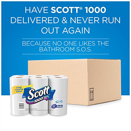 Image of Quick Dissolving Scott 1000 Sheet Toilet Paper Bathroom Tissue, 30 Rolls
