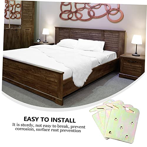 Zerodeko 4pcs Bed Hook Bed Rail Connector World Maps Watch Rail Hook Plates for Beds Bed Rail Bracket Bed Rail Fitting Bed Rail Slot Bracket Bed Shelf Frames European Style Iron Accessories