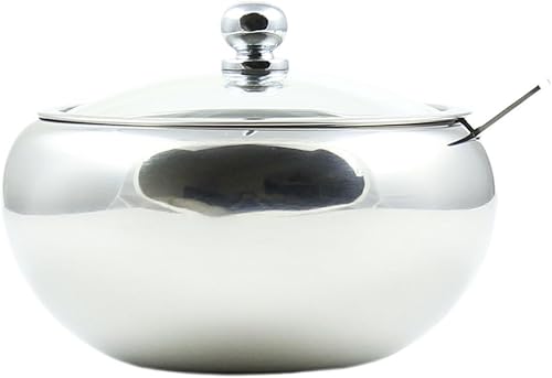 Miniatura 2 de Zoie + Chloe Azucarero de acero inoxidable con tapa de vidrio, cuchara de regalo, capacidad de 2 tazas (16.9 fl oz)