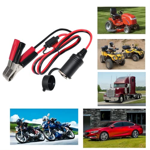 Kuncan Cigarette Lighter Battery Adapter - Female Cigarette Lighter Socket To 12V Battery Alligator Clips For Auto Car Battery Clamp To Cigarette Lighter Plugs Cigar Charge Extension Cable Cord 2Ft #TOP1