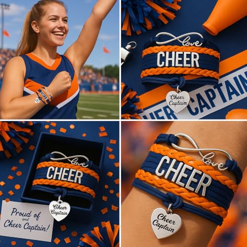 Image of Sportybella Cheer Captain Charm Bracelet- Girls Captain Cheerleading Bracelet- Cheer Jewelry for Cheerleader