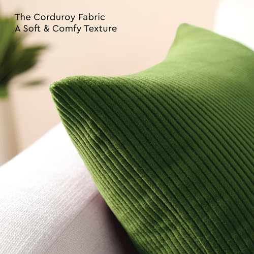 Image of Encasa XO Corduroy Cushion Covers, Boho Pillow Covers, No Inserts Green