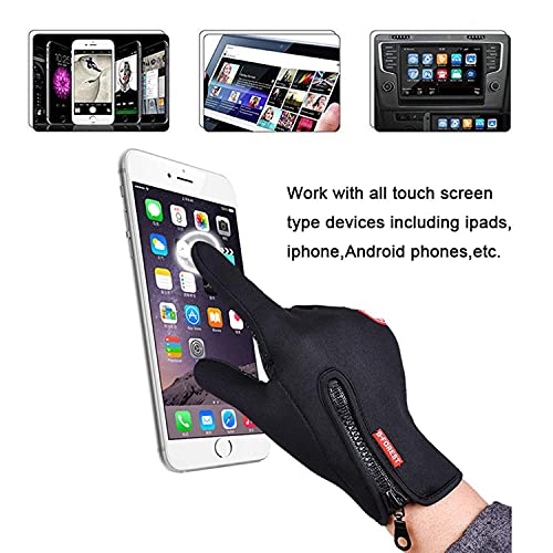 Foxlvda FO-BLACK-GLOVES-A01 Winter Warm Gloves For Men And Women, With Light Touchscreen Texting Fingers, Windproof And Waterproof Glove, For Outdoor Exercise thumb #2