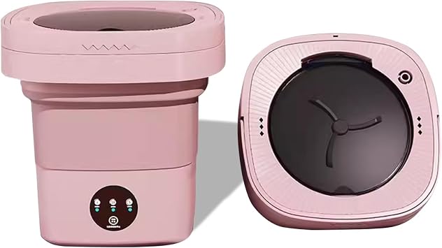 Mini Washer,Portable Washer,Underwear Washing Machine,Foldable with Spin Drying Basket for Deep Cleaning of Underwear, Baby Clothes, Dorm ClothesPink
