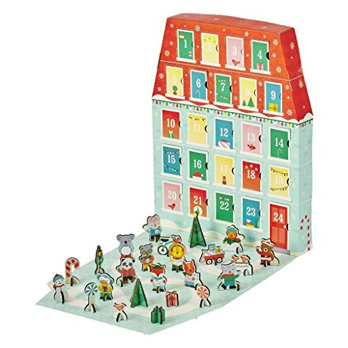 Petit Collage Pop-Out Merry Christmas Advent Calendar for Kids – Toy Advent Calendar for Ages 4 + – Includes 24 Characters, Christmas Decorations Made From Recycled Paper