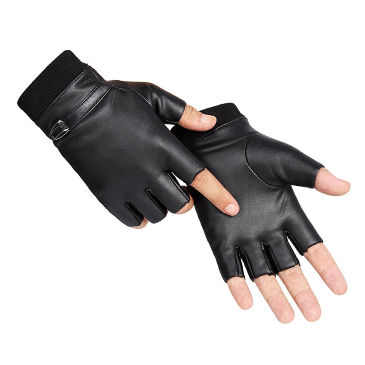 minkissy 1set Breathable Pu Leather Half Finger Gloves for Winter Fishing and Cycling Comfortable Shockproof and Sweat Design for Outdoor Activities 2pair