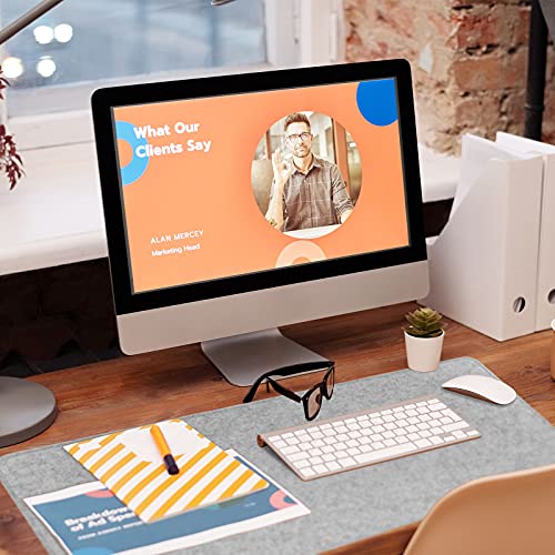 Felt Desk Pad Office Desk Mat Gray Mouse Pad Non-Slip Desk Protector Mats Gaming Mouse Pad Keyboard And Mouse Mat Laptop Keyboard Cover (Light Grey, 90×30Cm) #TOP7
