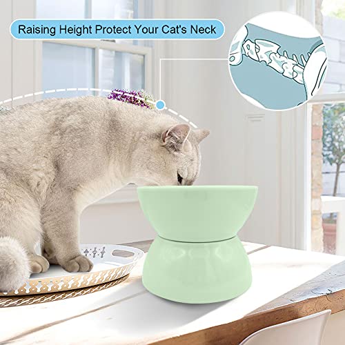Elevated Cat Bowls Tilted Design, Raised Slow Feeder Cat Bowls For Food And Water, Detachable Anti Vomiting Cat Dish, Lifted Cat Food Bowls For Small Pet Dog, Green #TOP2