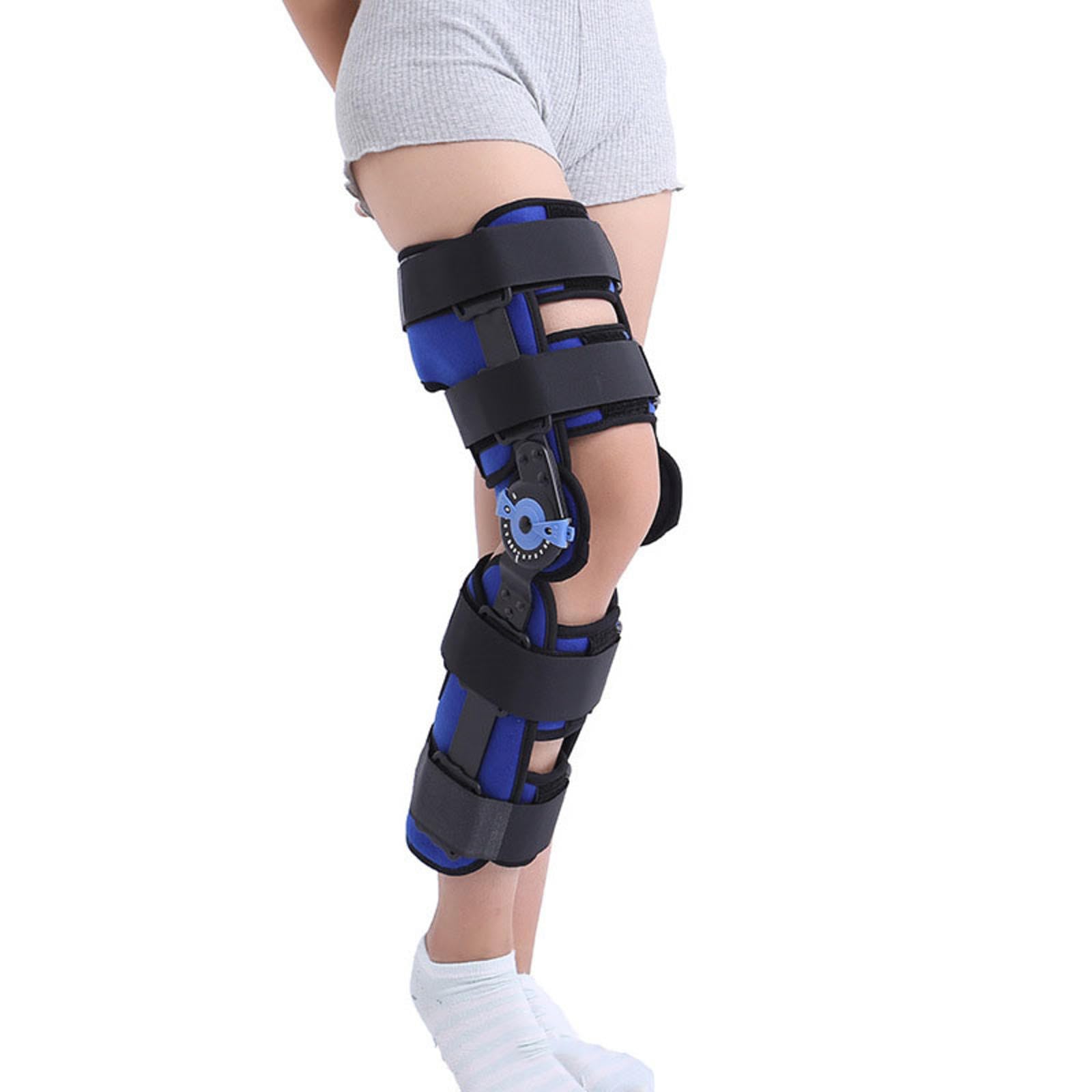 Rodillera Rom con Bisagras Para Hombres y Mujeres, Soporte de Rodillera Ajustable, Rodillera Correctiva Para Fracturas, Distensiones de Ligamentos y Desgarros de Menisco, Pierna Izquierda