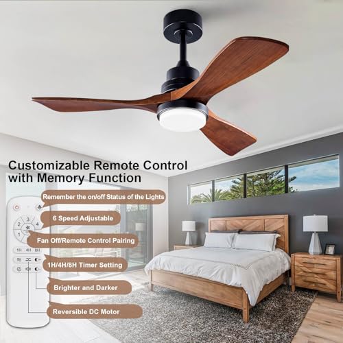 Ventilateur de plafond silencieux pour chambre noir de 106,7 cm télécommande - 5