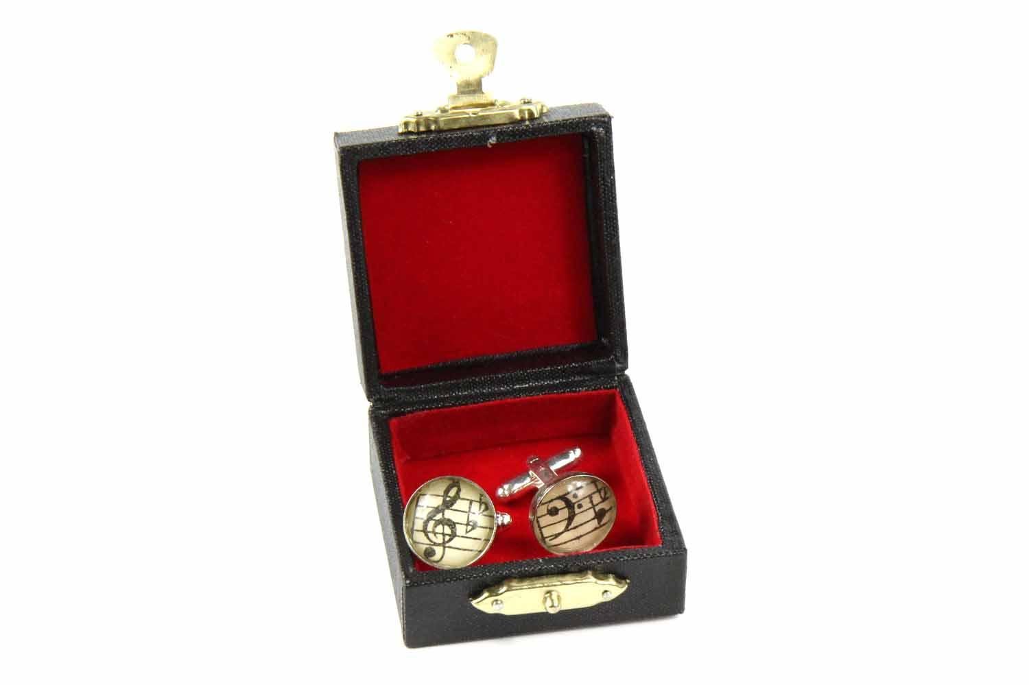 Miniblings Musica Chiave di Violino Clef Gemelli - Fatto a Mano Ho gemello Bottoni della Camicia Gemelli Mi Bella Scatola di Legno Incluso - Nota Chiave di Violino Clef