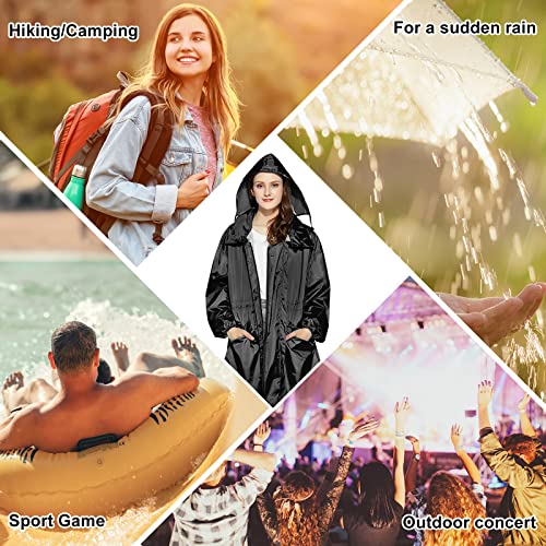 SOPPY Rain Coats for Women, Long Waterproof Coat Windproof Raincoat Lightweight Poncho Quick Dry Long Rain Jacket Hooded Raincoat for Women Free Size - Image 8
