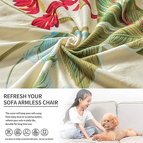 Image of Eco-Ancheng Armless Chair Slipcover - Removable, Washable, Printed Covers for Living & Dining Room