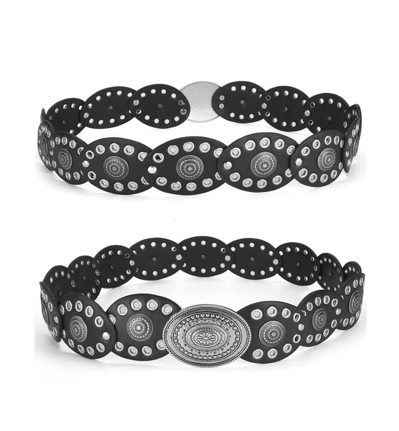 Western Wide Disc Genuine Leather Belts Cowgirl Boho Belt for Dress Jeans2