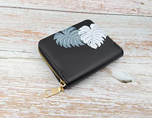 Image of Valerie Women Small Wallet Wallets For Girls Credit Card Holder Coin Purse Zipper Small Secure Card Case Cute Wallets Mini Wallets For Women (Black)