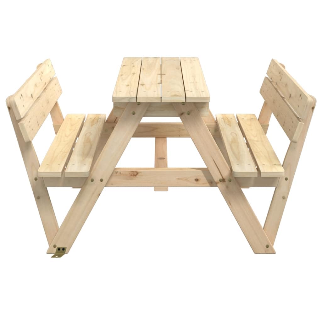Tavolo da picnic in legno di abete massiccio per 4 bambini, con foro per ombrellone, stabile tavolo da giardino per balcone, terrazza, tavolo da esterno resistente alle intemperie, con