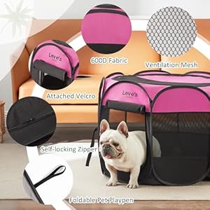 Love’s cabin Pet Puppy Dog Playpen, Small Dog Tent Crates Cage Indoor/Outdoor, Portable Playpen for Dog and Cat, Foldable Pop Up Dog Kennel Playpen with Carring Case, Removable Zipper Top, Pink